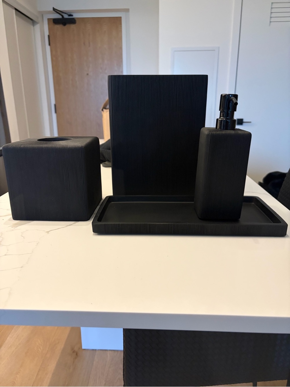 CB2 ‘Parello Pleated Black Bathroom Accessories’